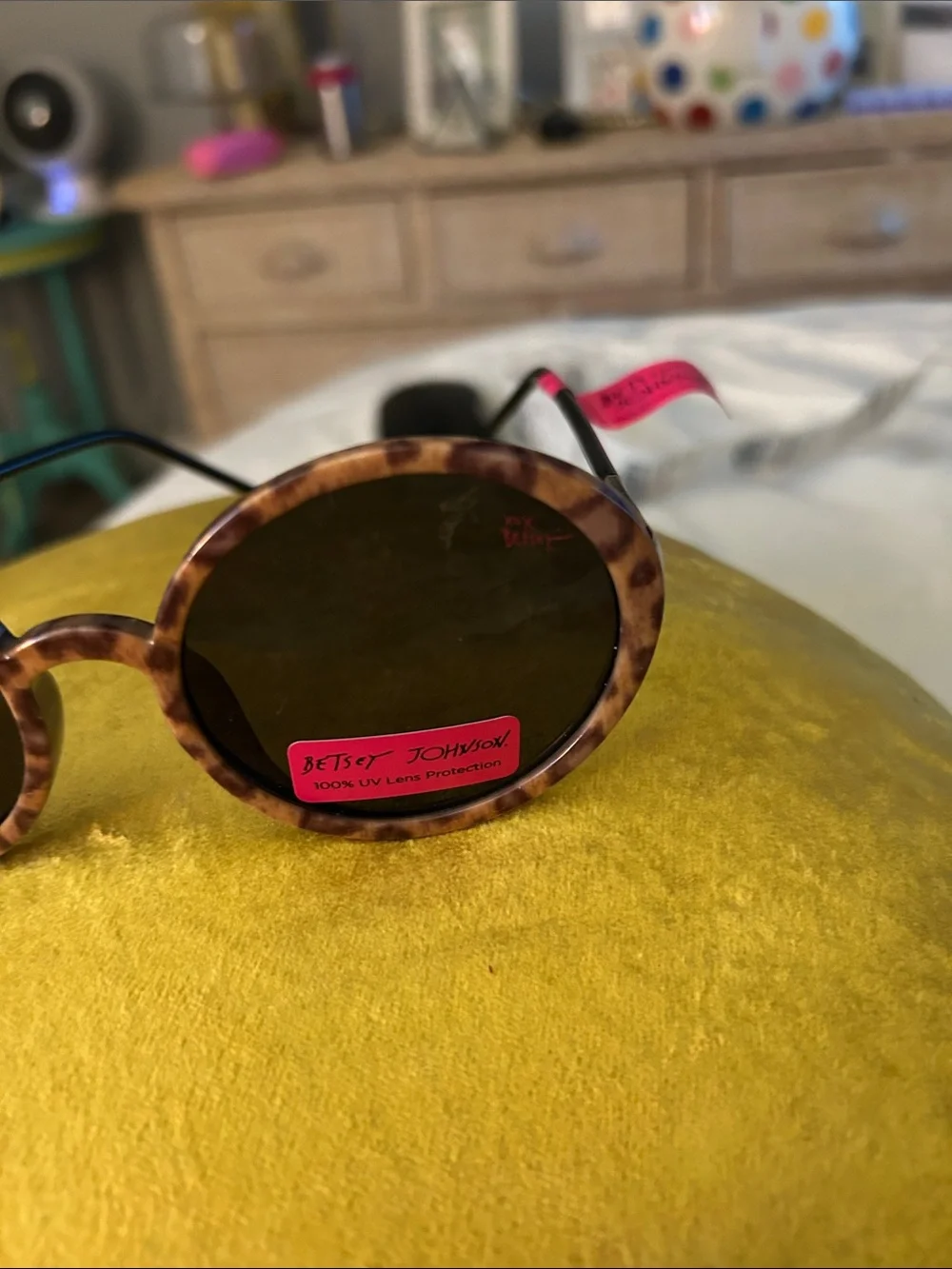 Betsey Johnson Tortoiseshell Round Sunglasses - Brown/Black Lenses